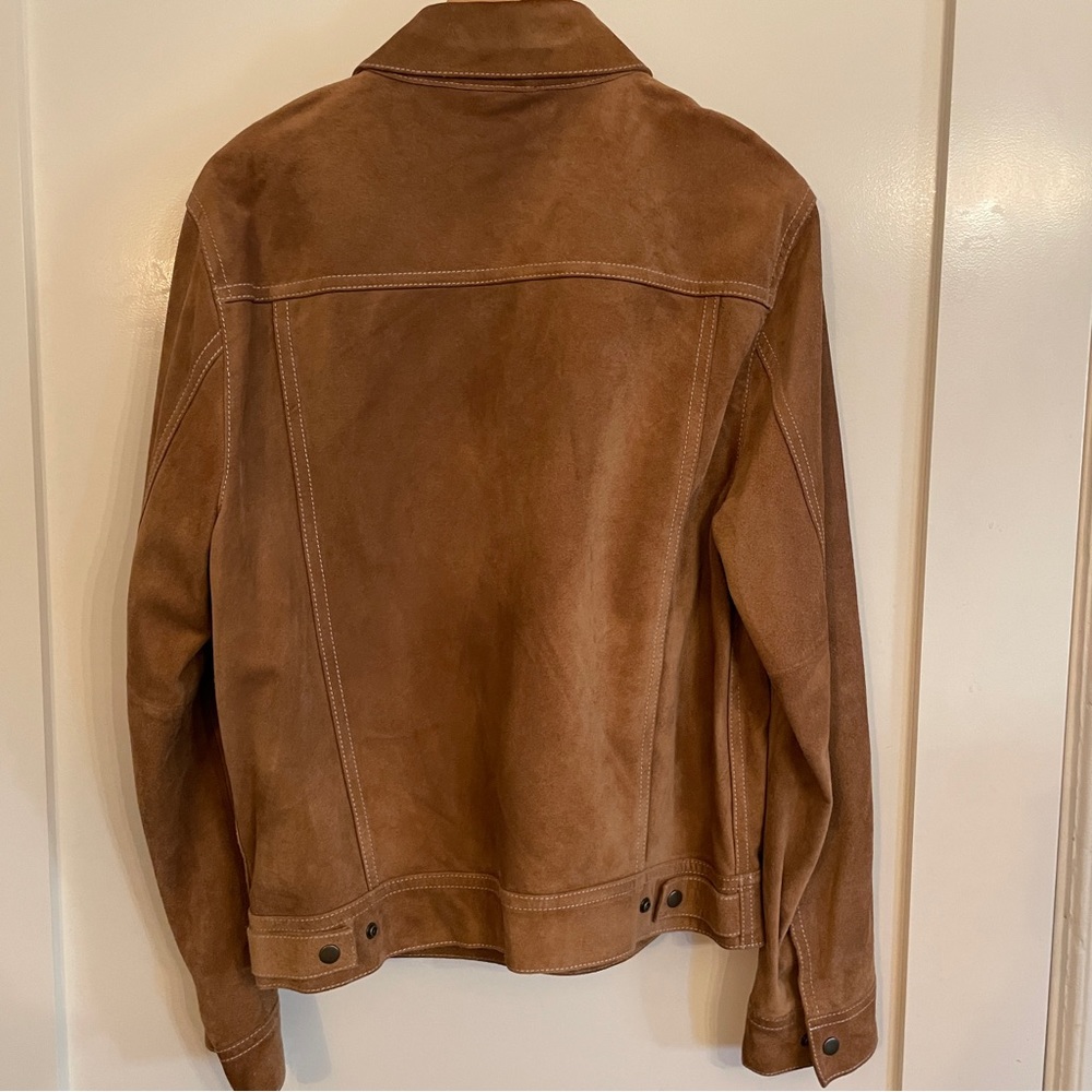 Vince Brown Suede Trucker Jacket - Picture 6 of 7